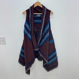 Ryan Michael Headdress Aztec Tribal Western Shawl Vest one size maroon blue